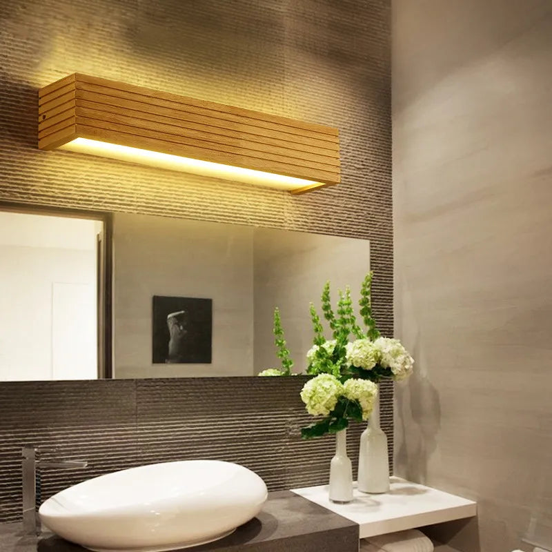 Warm Wooden Bathroom Vanity Light