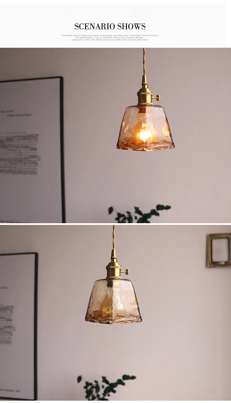 Brass Glass Rustic Pendant Light Collection