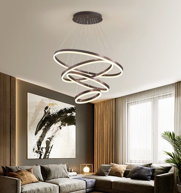 Modern Pendant Lamp Led Rings Circle