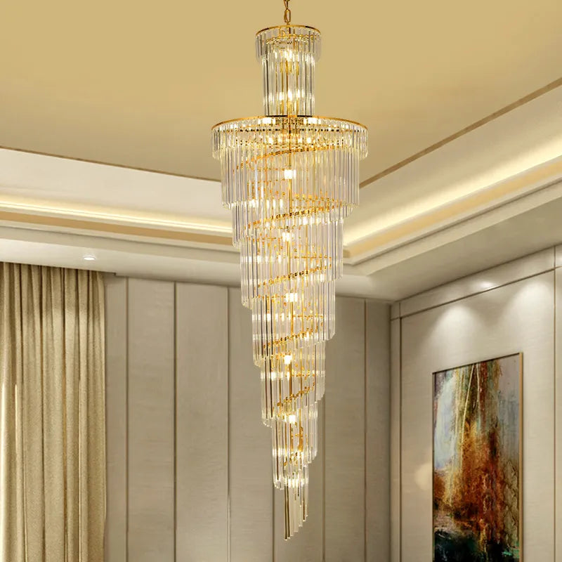 Long Hanging Luxurious Stairwell and Foyer Chandelier