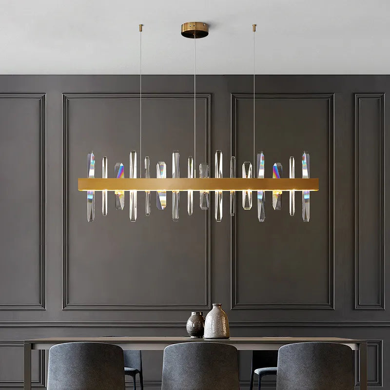 Elongated 40" Gemstone LED Crystal Chandelier For Dining Room