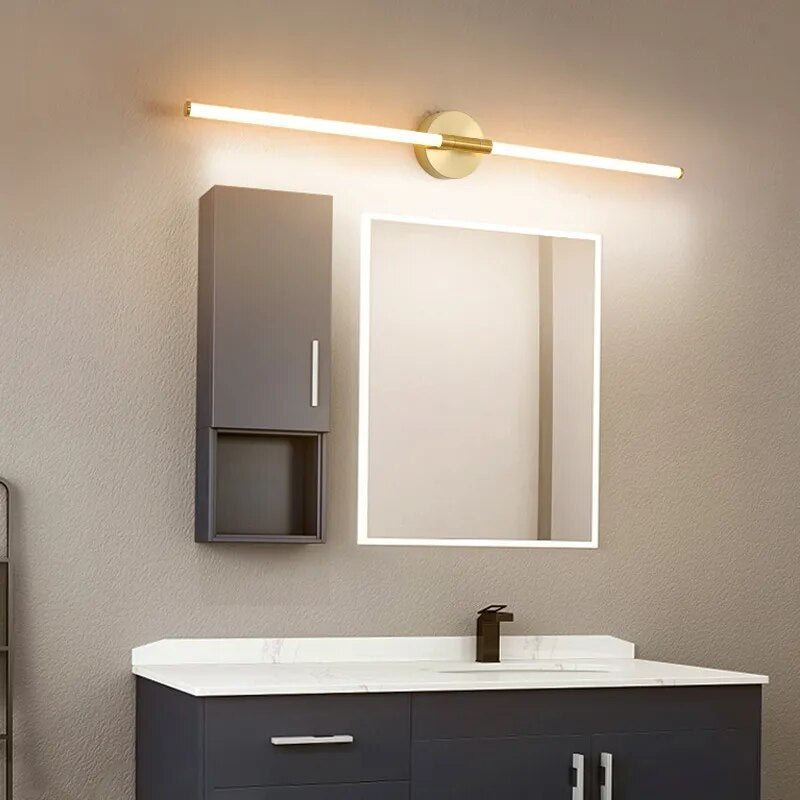 Euro Saber Brushed Copper Led Bathroom Mirror Light