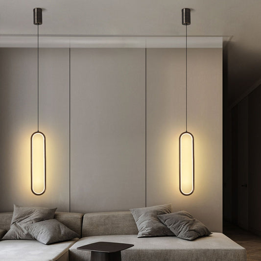 Modern LED Oval Pendant Light Hanging Lamp